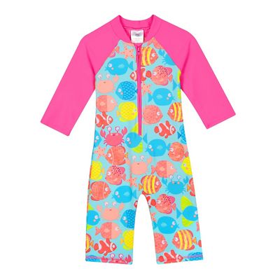 bluezoo Girls' pink tropical fish sun-safe swimsuit